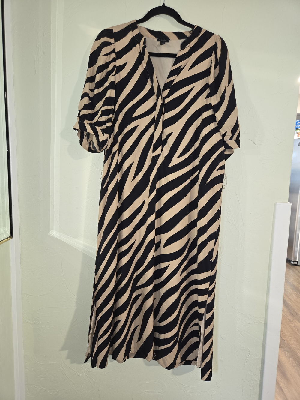 Ann Taylor Petite Zebra Print Maxi Dress with Side Slits